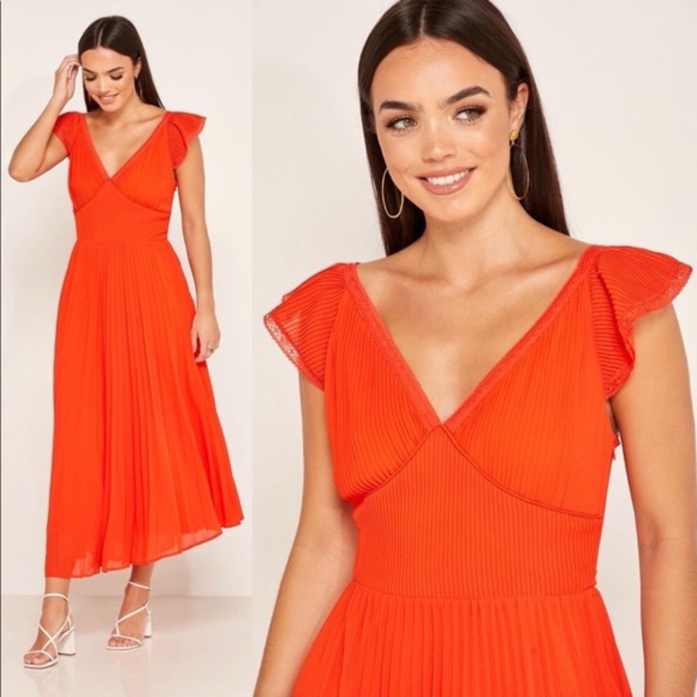 Foxiedox Orange ANOKI pleated dress